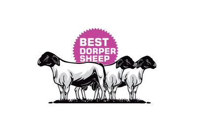 BEST DORPER SHEEPS LOGO, silhouette of great ram standing vector illustrations