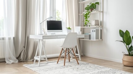 Fototapeta premium modern content creator workspace setup featuring a blank computer screen