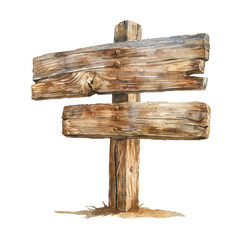 wooden signpost vector illustration in watercolour style