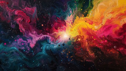 Abstract interpretation of a cosmic event with vibrant colors