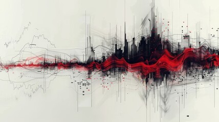 Algorithmic Art depicting a stock market analysis tool, intricate and informative