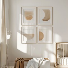 Abstract Art Display: Vibrant Painting on Bench in Living Room, high-resolution (300 dpi)