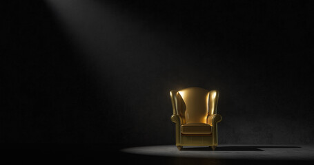 abstract concept chair in a spotlight, 3D rendering. - 758486228