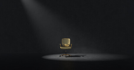 abstract concept chair in a spotlight, 3D rendering. - 758486235