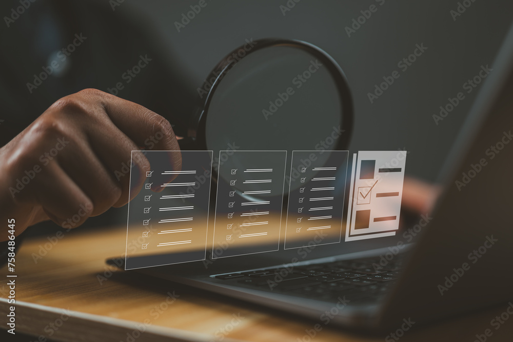 Aufkleber Data analysis of document ai artificial intelligence process with technology processor to planning business information data, tech, network corporate concept.
