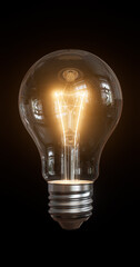 High realism Light bulb on black background.3D illustration. - 758486638