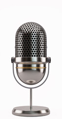 A classical microphone on white background.3D illustration. - 758486699