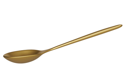 Gold Spoon isolated on white background. 3D illustration. - 758486805