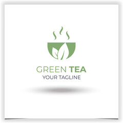 Vector green tea company logo template