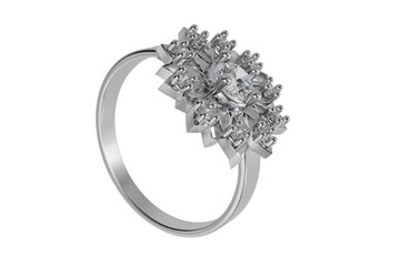 High realism diamond ring on white background.3D illustration. - 758486825
