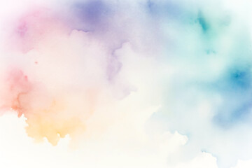Blue Sky Watercolor Cloudscape. Abstract Nature Texture with Vintage Grunge