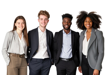 Young business crew smiling and confidence transparent background