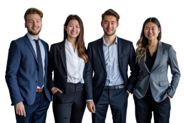 Young business crew smiling and confidence transparent background