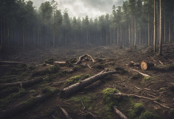 Imagem de uma floresta desmatada.