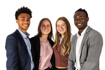 Young business crew smiling and confidence transparent background