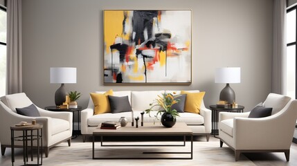 interior design of modern aesthetic living room 