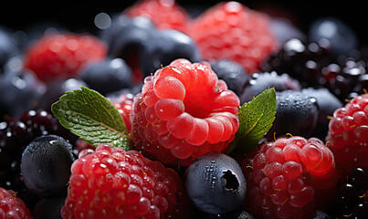 Background from an assortment of summer berries close up.