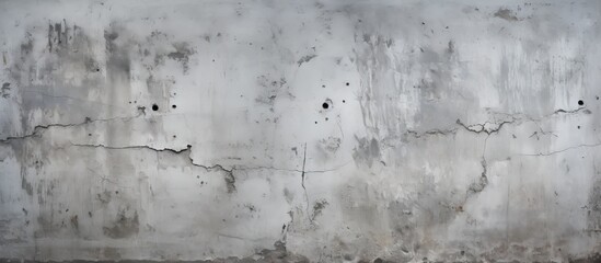 Monochrome photography captures a closeup of a concrete wall with holes, revealing a pattern of darkness and water stains. The rectangle shapes contrast with the irregularity of the soilfilled gaps