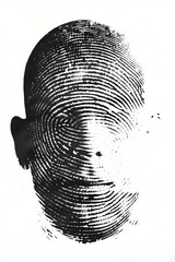 Silhouette of a human head made out of a fingerprint, AI generated illustration