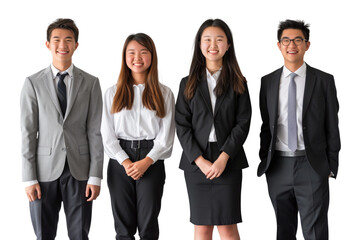 Young business crew smiling and confidence transparent background