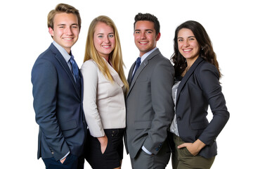 Young business crew smiling and confidence transparent background