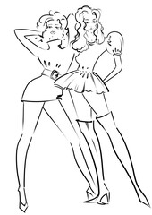 Fashion sketch, design, girls. Fashion dress, shoes.fahion models.
