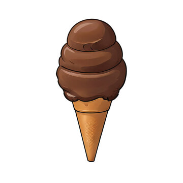 recommend clip art: Chocolate Ice Cream Hand Drawn Cartoon Style Illustration