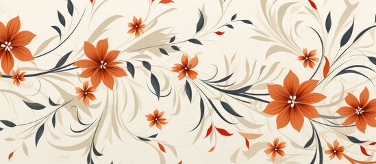 Decorative pattern with floral elements for various design purposes.