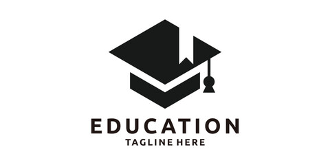 educational logo design, book and graduation, logo design template, creative idea symbol.