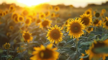 Wandaufkleber Beautiful sunflowers field  © MOUISITON