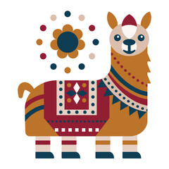 Modern minimalist flat design illustration of alpaca