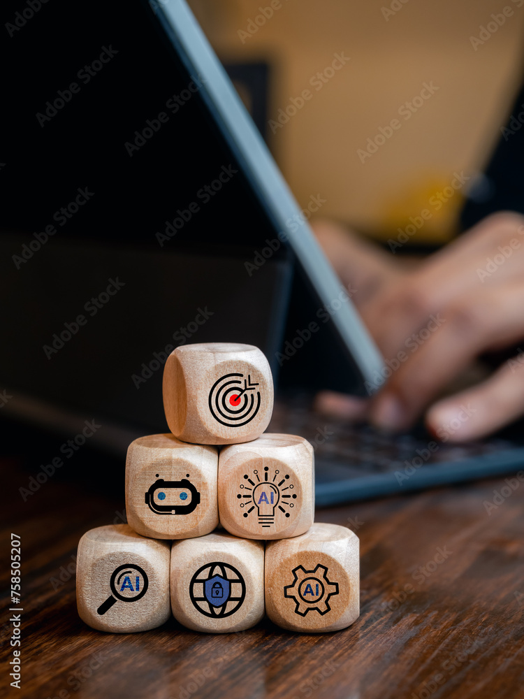 Poster ai technology concepts. artificial intelligence, service support work tool for business success. tar