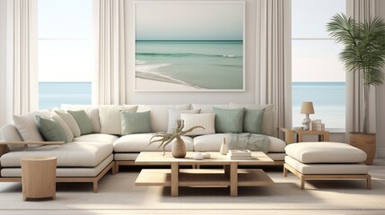 Modern aesthetic living room interior composition with scaninavian elegance 