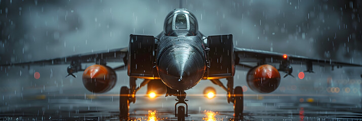 Close up of a fighter airplane,
Airplane on the runway - obrazy, fototapety, plakaty