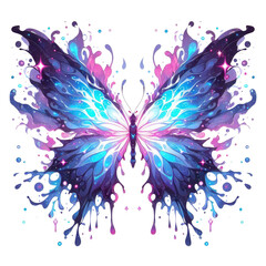 butterfly in colorful illustration with neon abstract psychedelic acid style, good for print, t-shirt, sticker, poster, 