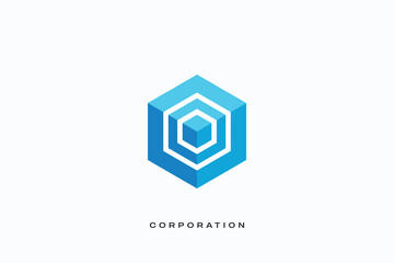 hexagon digital multimedia production vector logo