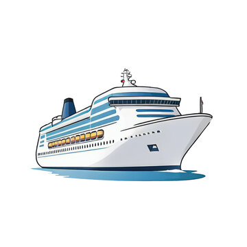 recommend clip art: Cruise Ship Hand Drawn Cartoon Style Illustration