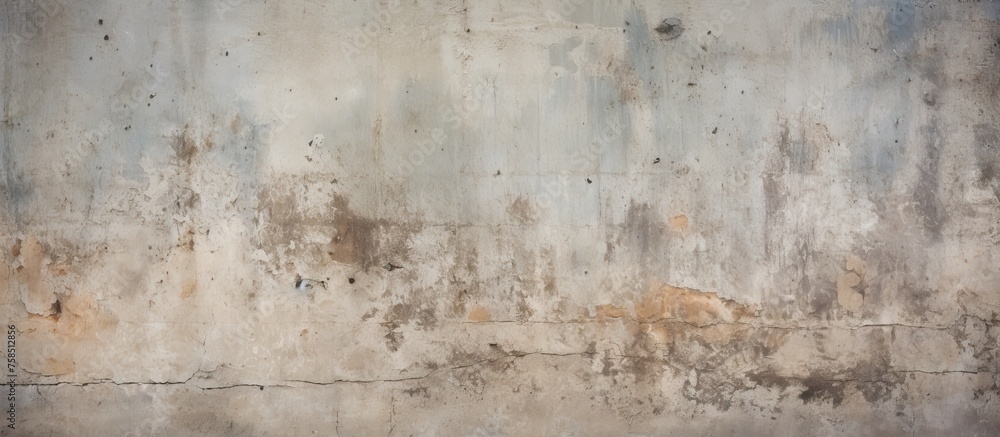 Poster a close up of a concrete wall covered in various stains, resembling an abstract painting. the patter