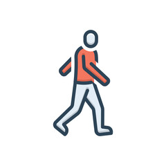 Color illustration icon for walk