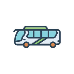 Color illustration icon for bus