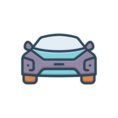 Color illustration icon for car