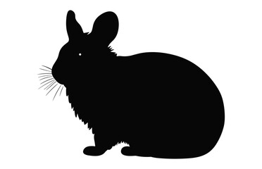 Chinchilla Animal black Silhouette Vector isolated on a white background, Hamster black Clipart