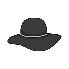 Black hat icon in monochrome style isolated on white background. Hats symbol stock vector illustration.