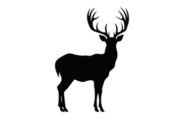 Fototapeta premium Deer black Silhouette vector isolated on a white background, Deer antler Clipart