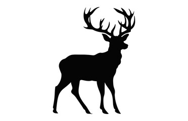 Deer Silhouette black vector, Deer antler Clipart isolated on a white background