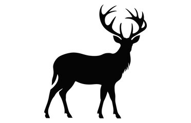 Deer Silhouette vector isolated on a white background, Deer antler black Clipart