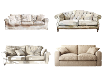 Set of cozy sofa isolated on transparent background