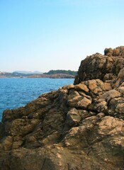 Landscape of cliffs on the coast of Girona known as Costa Brava in Catalonia in Spain