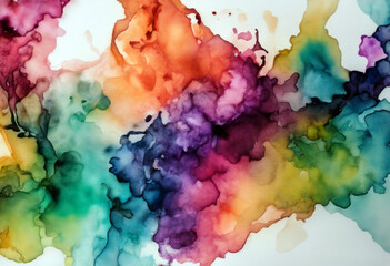 Fototapeta na wymiar ink alcohol Colorful wash background texture white paper