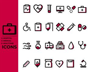 Hospital, healthcare icons